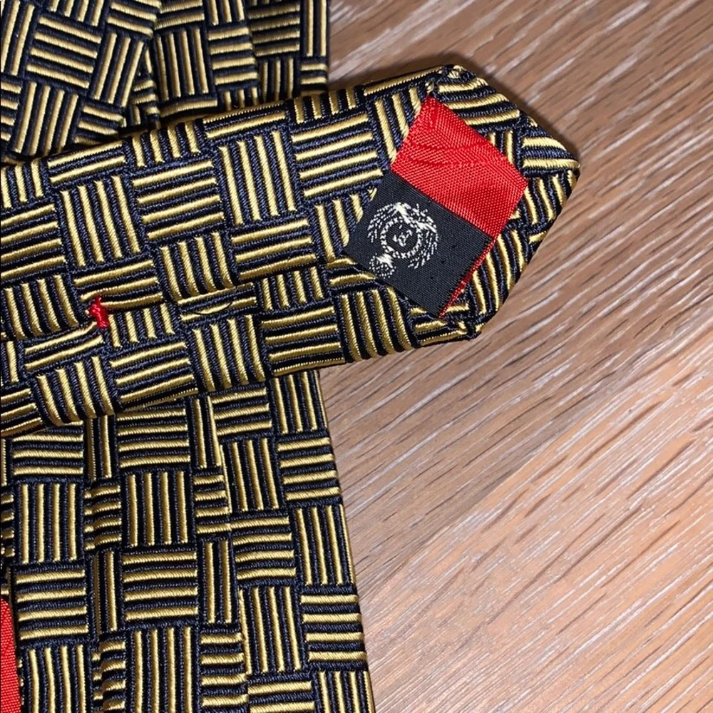 Faconnable silk tie black and gold